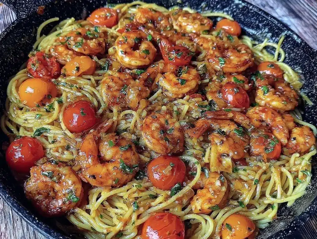 quick garlic butter shrimp pasta - featured image