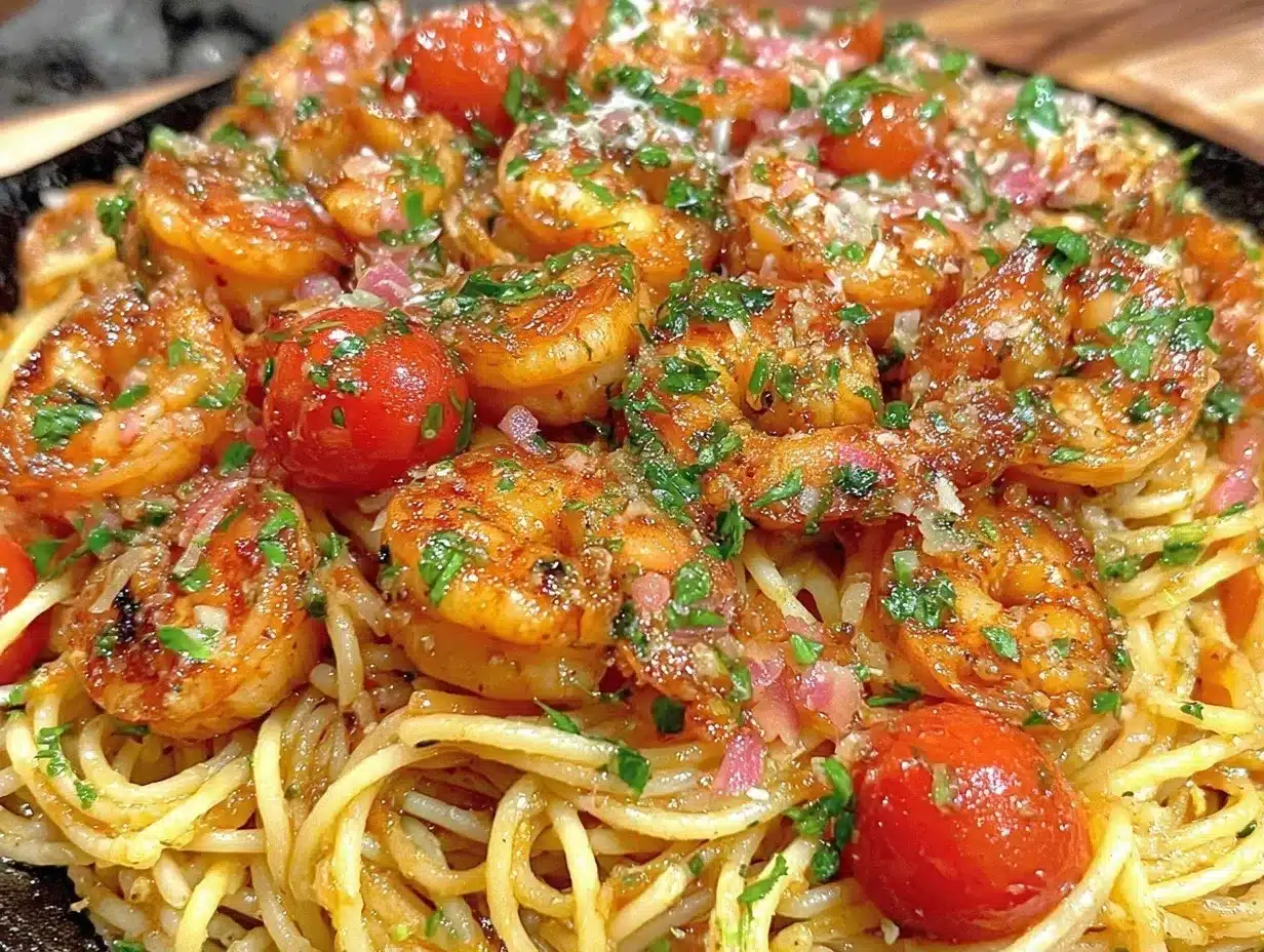 quick garlic butter shrimp pasta preparation steps