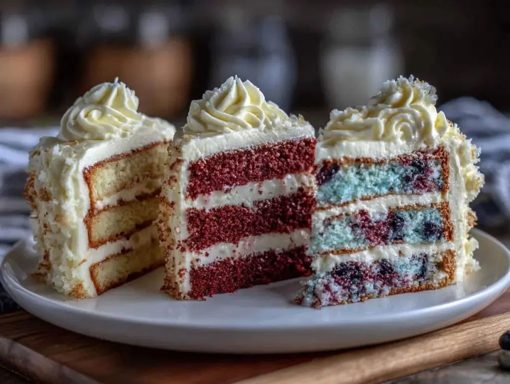 red white blue layer cake - featured image