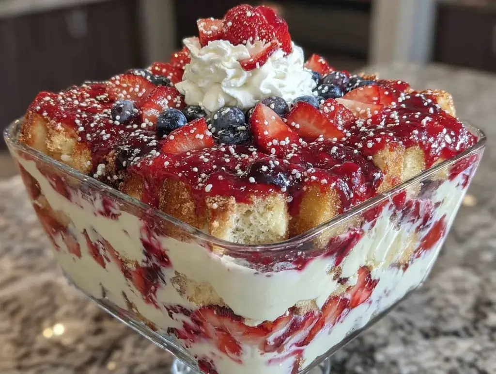 Refreshing Red White and Blue Berry Trifle Recipe - featured image