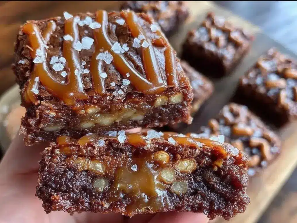 salted caramel pretzel brownies - featured image