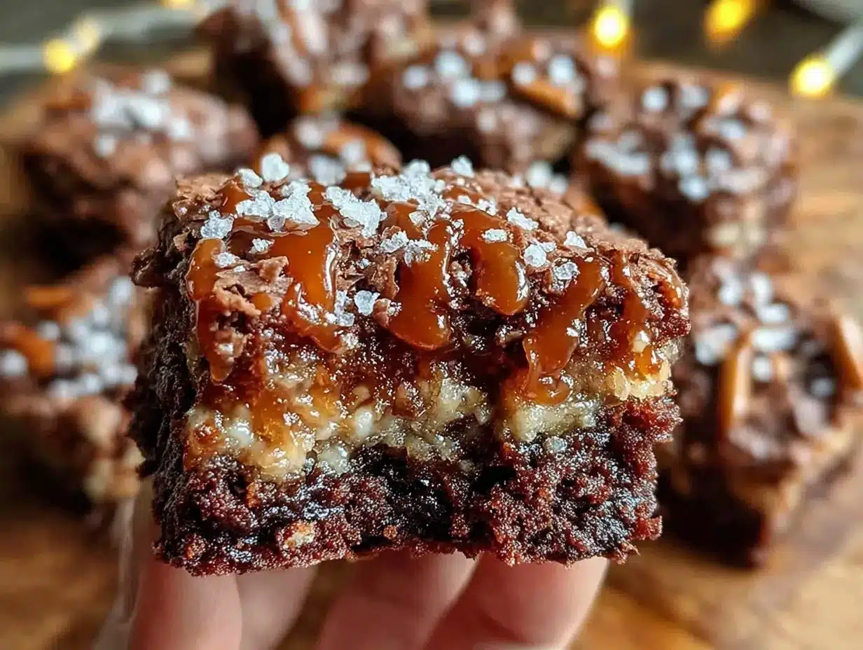 salted caramel pretzel brownies preparation steps