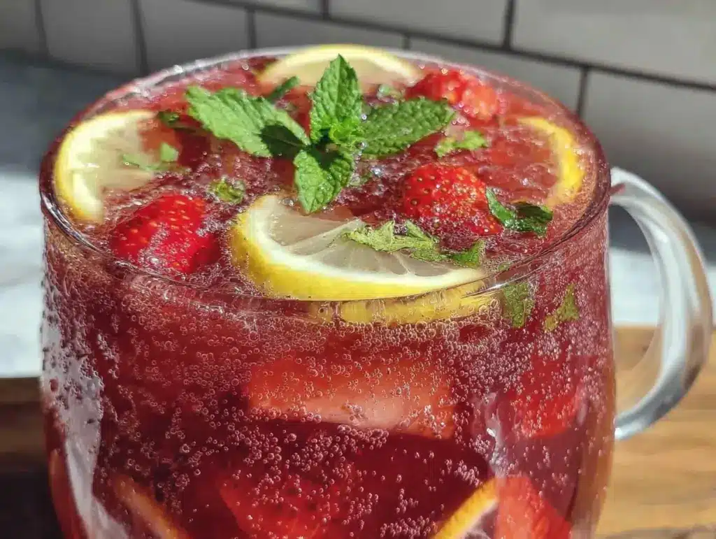 sparkling strawberry lemonade punch - featured image
