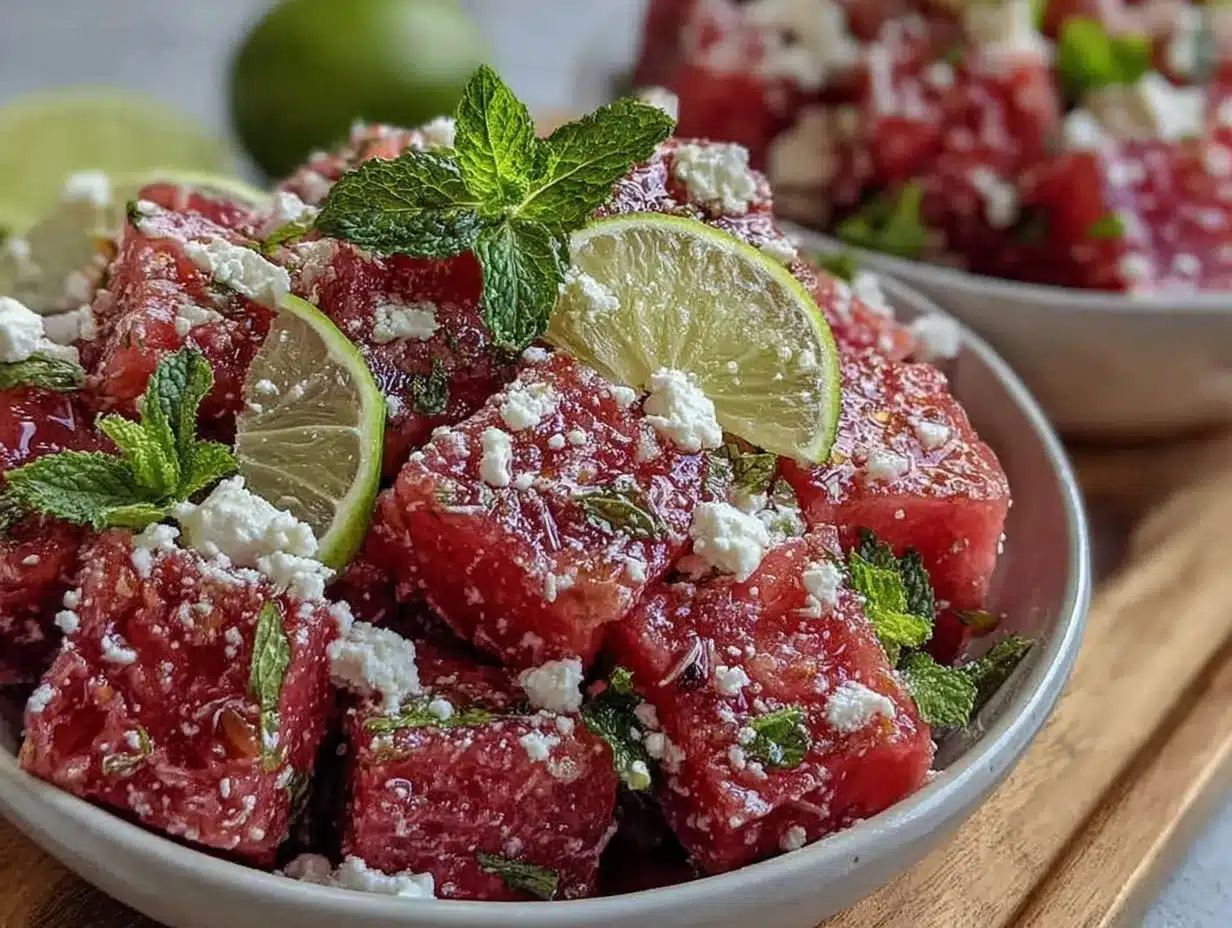 watermelon feta mint salad preparation steps