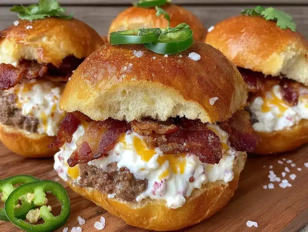 bacon jalapeño cream cheese sliders - featured image