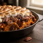 best caramelized maple pecan sweet potato casserole - featured image
