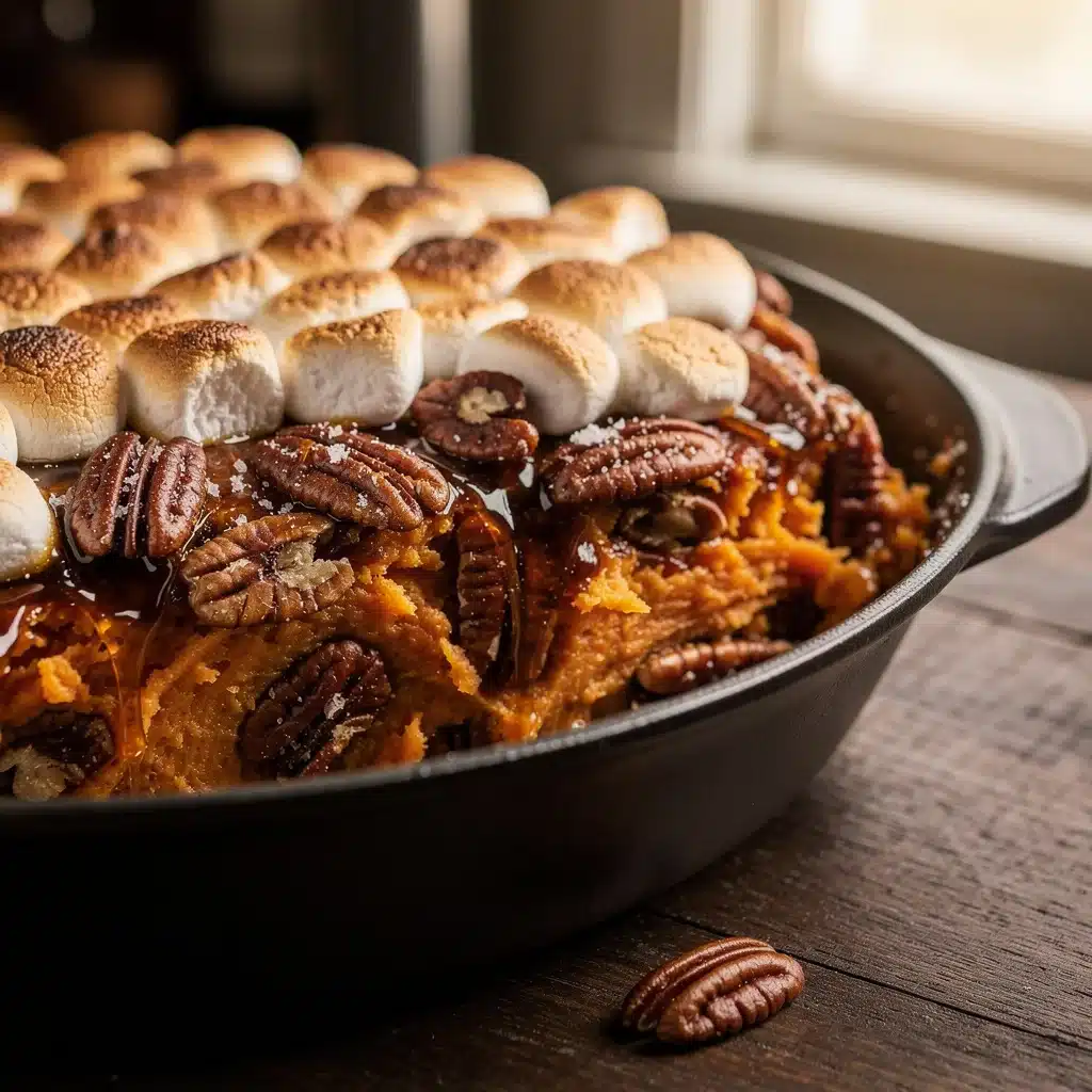 best caramelized maple pecan sweet potato casserole - featured image