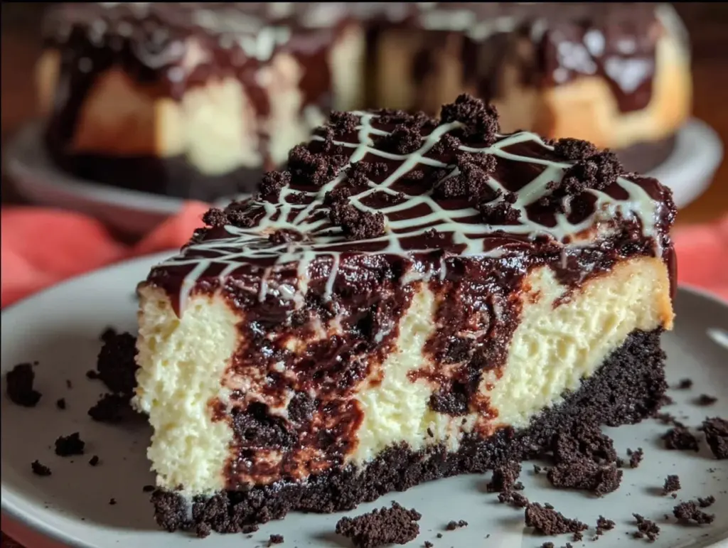 black velvet spider web cheesecake - featured image