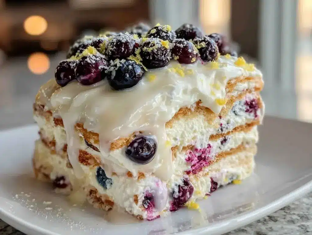 blueberry lemon burst icebox cake - featured image