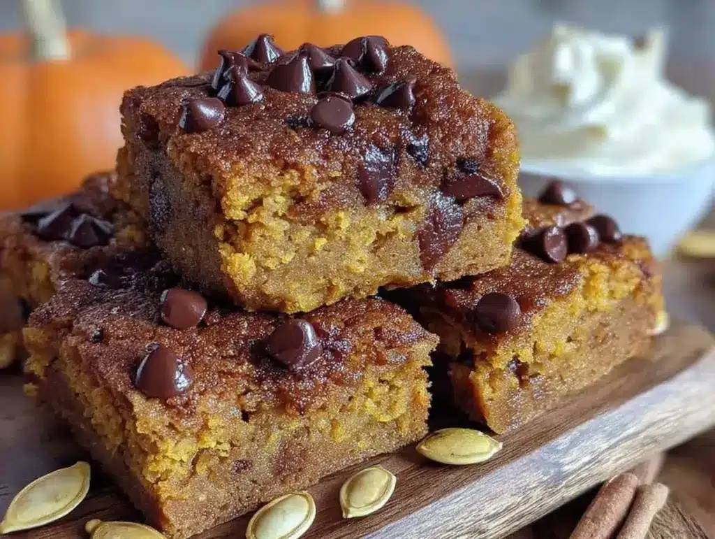 brown butter pumpkin chocolate chip blondies - featured image