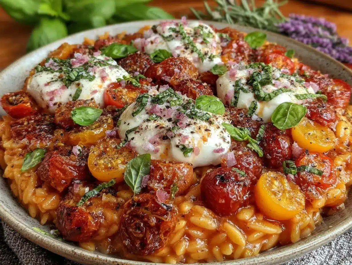 Caprese orzo pasta salad preparation steps