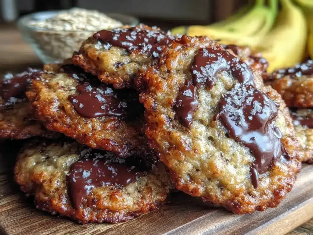chewy chocolate chip banana oat breakfast cookies - featured image