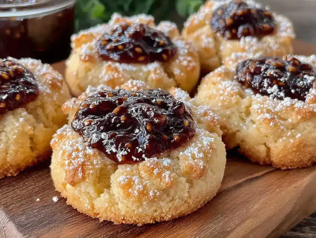 chewy fig preserves thumbprint cookies - featured image