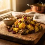 cornbread stuffing with sausage and cranberries - featured image