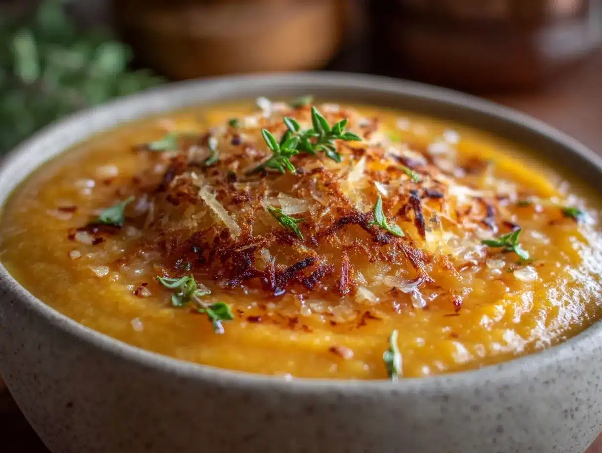 creamy crockpot butternut squash and gruyere soup preparation steps