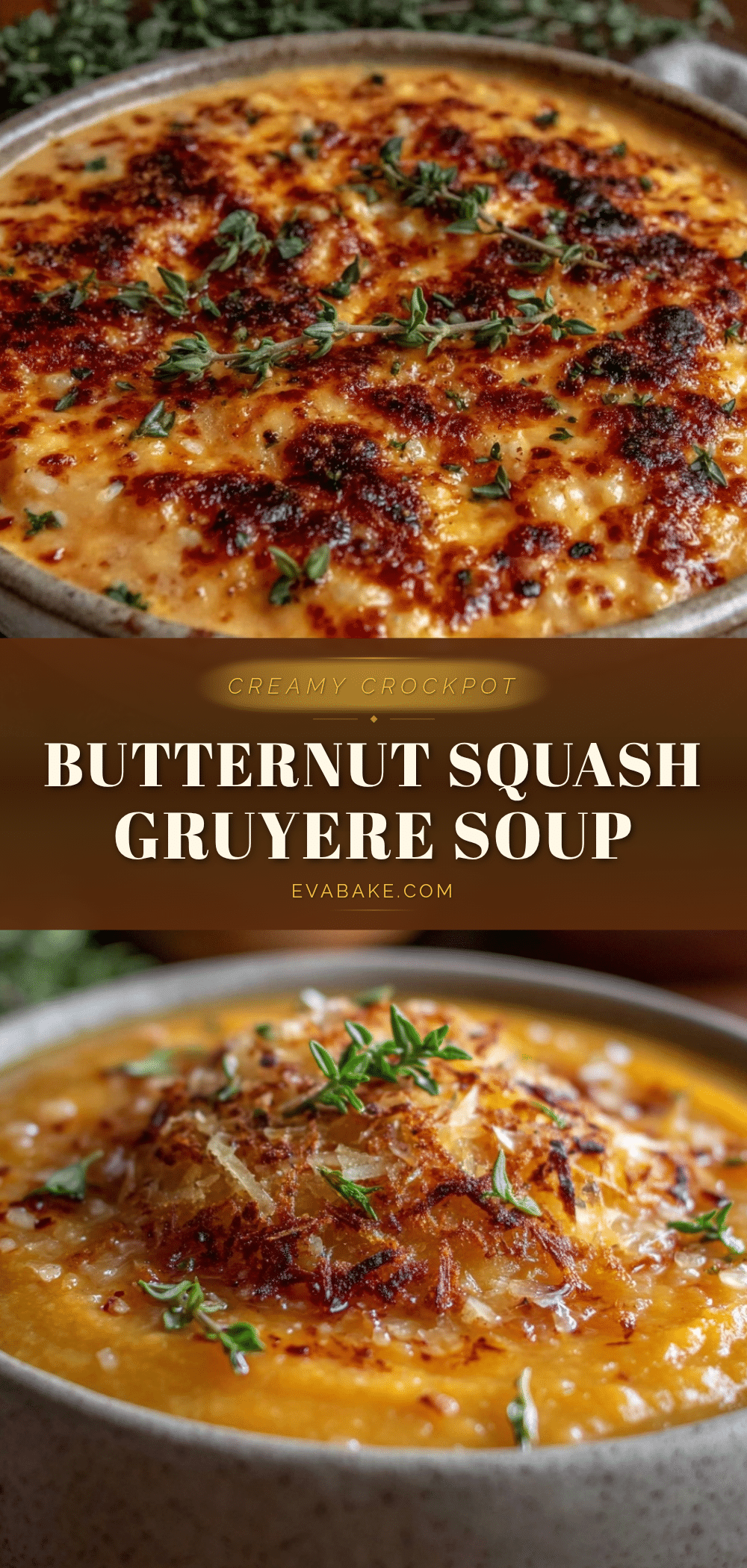 creamy crockpot butternut squash and gruyere soup recipe