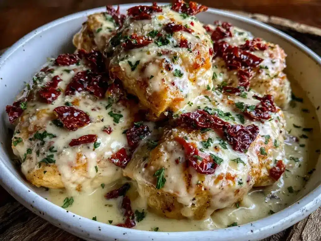 creamy crockpot marry me chicken - featured image