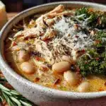 creamy crockpot tuscan white bean chicken soup - featured image