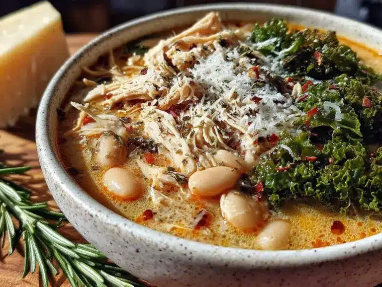 creamy crockpot tuscan white bean chicken soup - featured image