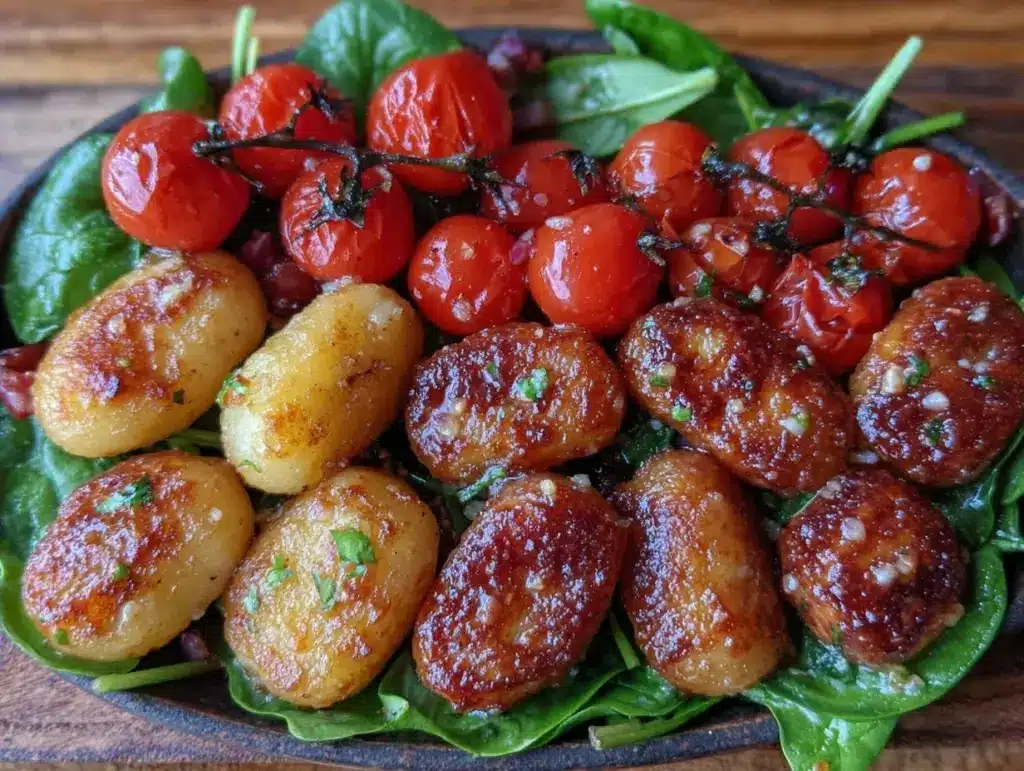 creamy garlic butter potato gnocchi skillet - featured image