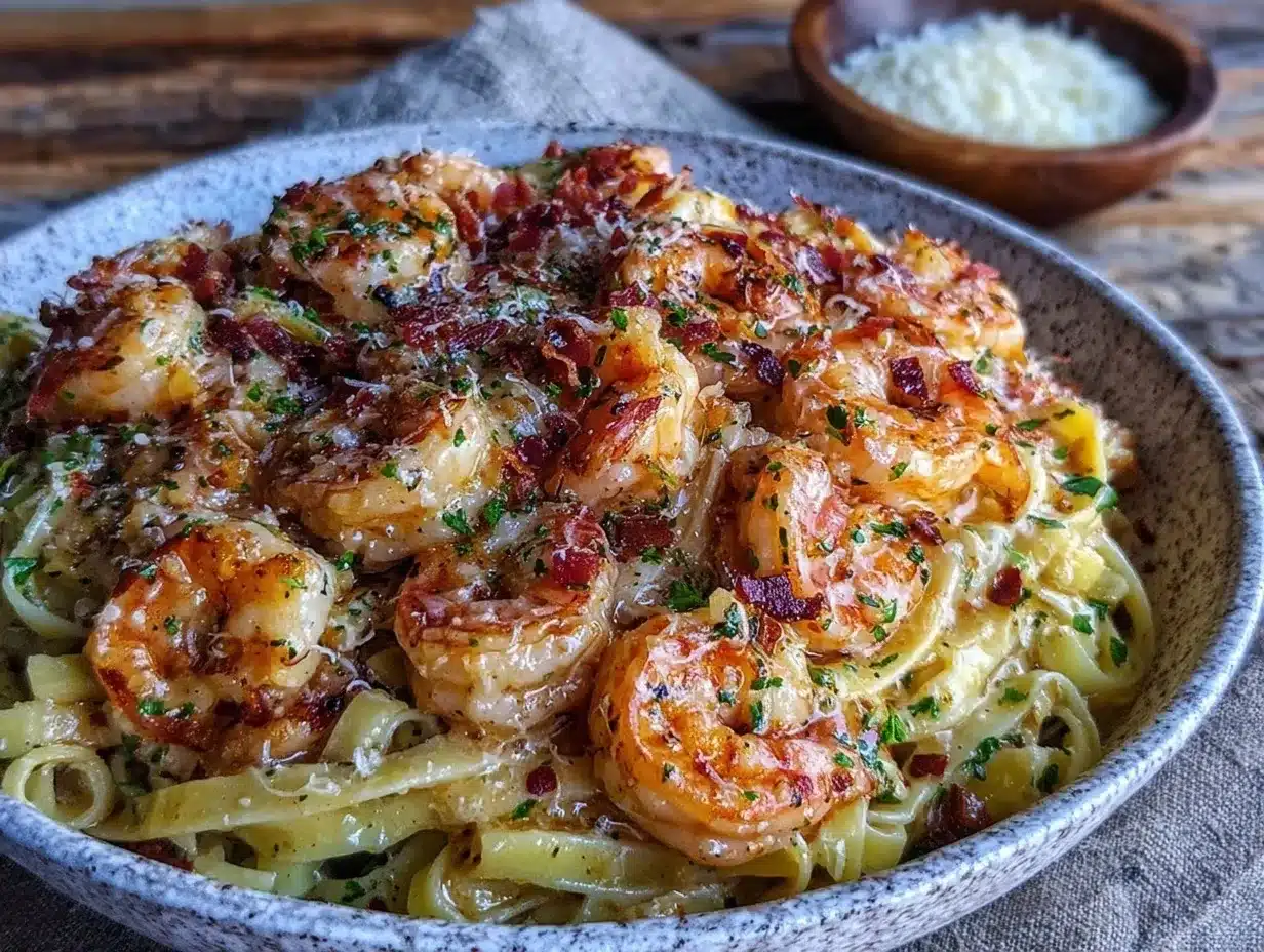 creamy garlic butter shrimp pasta preparation steps