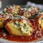 creamy lemon zucchini ricotta stuffed shells - featured image