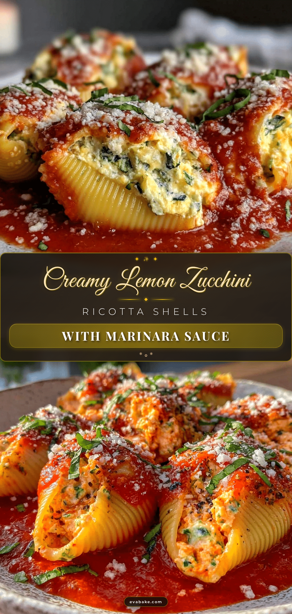 creamy lemon zucchini ricotta stuffed shells recipe