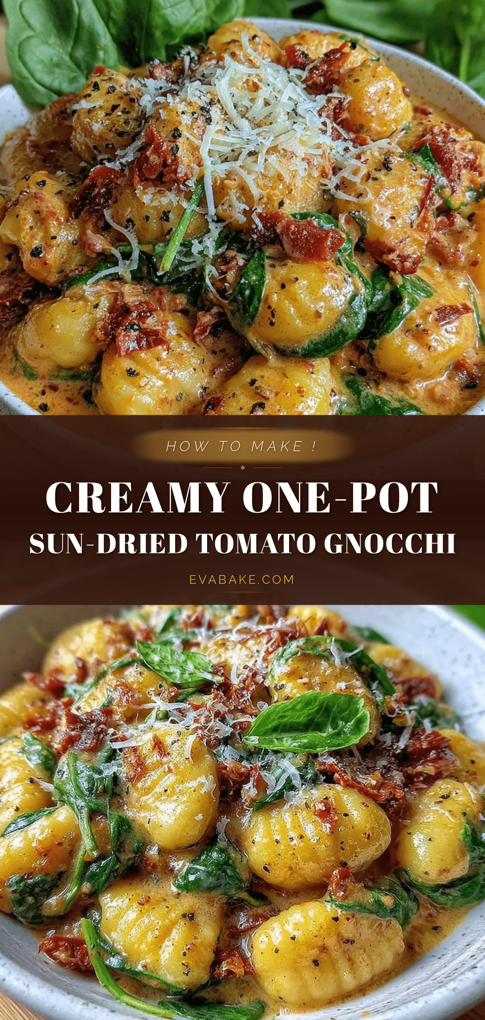 creamy one-pot sun-dried tomato and spinach gnocchi recipe