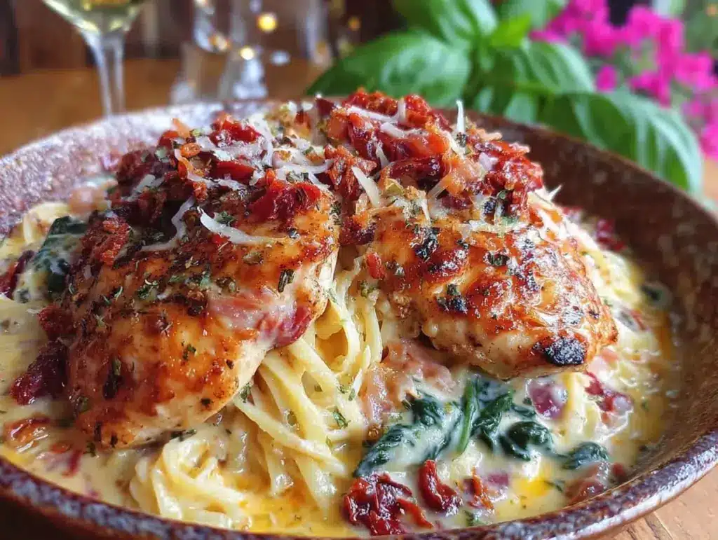 creamy one-pot tuscan chicken pasta - featured image