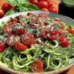 creamy pesto zucchini noodles - featured image