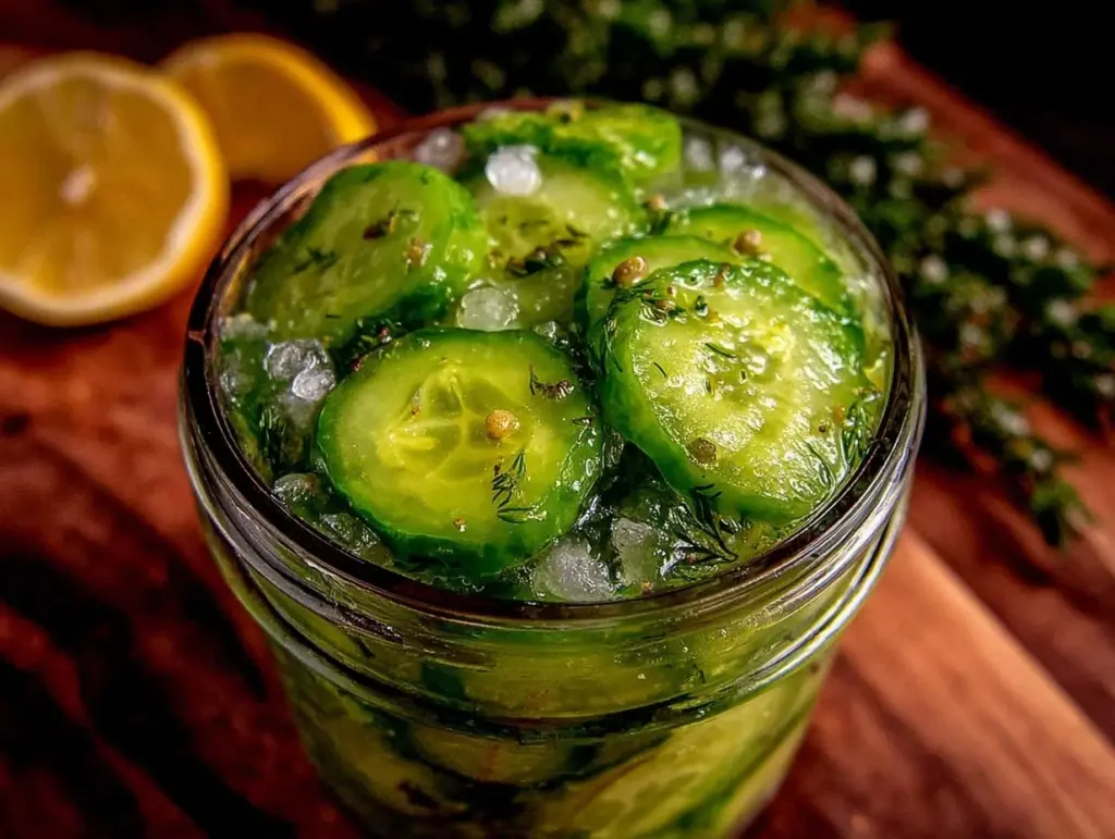 crisp quick refrigerator pickles - featured image