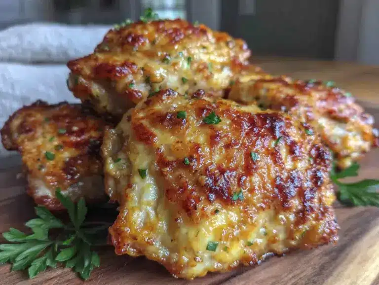 crispy air fryer garlic parmesan chicken thighs - featured image