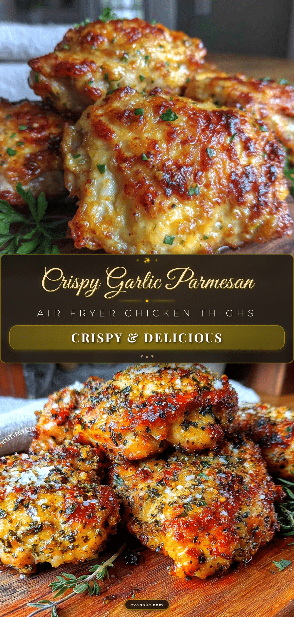 crispy air fryer garlic parmesan chicken thighs recipe