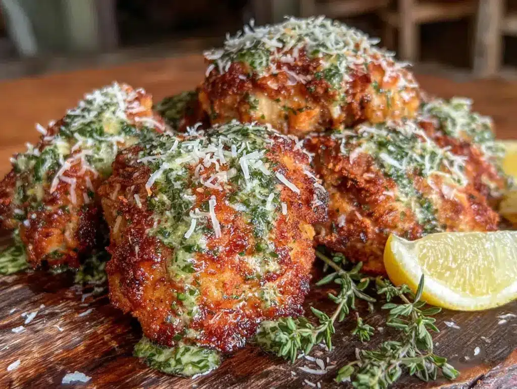 crispy air fryer parmesan chicken thighs - featured image