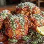 crispy air fryer parmesan chicken thighs - featured image