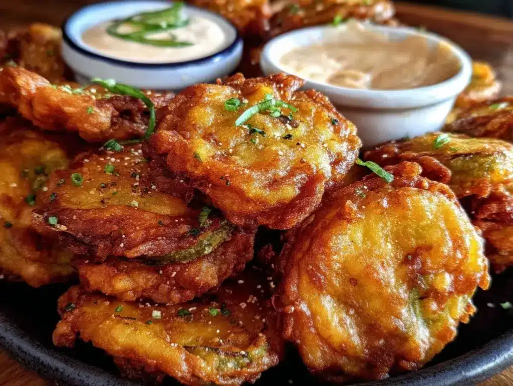 crispy beer-battered pickle chips - featured image