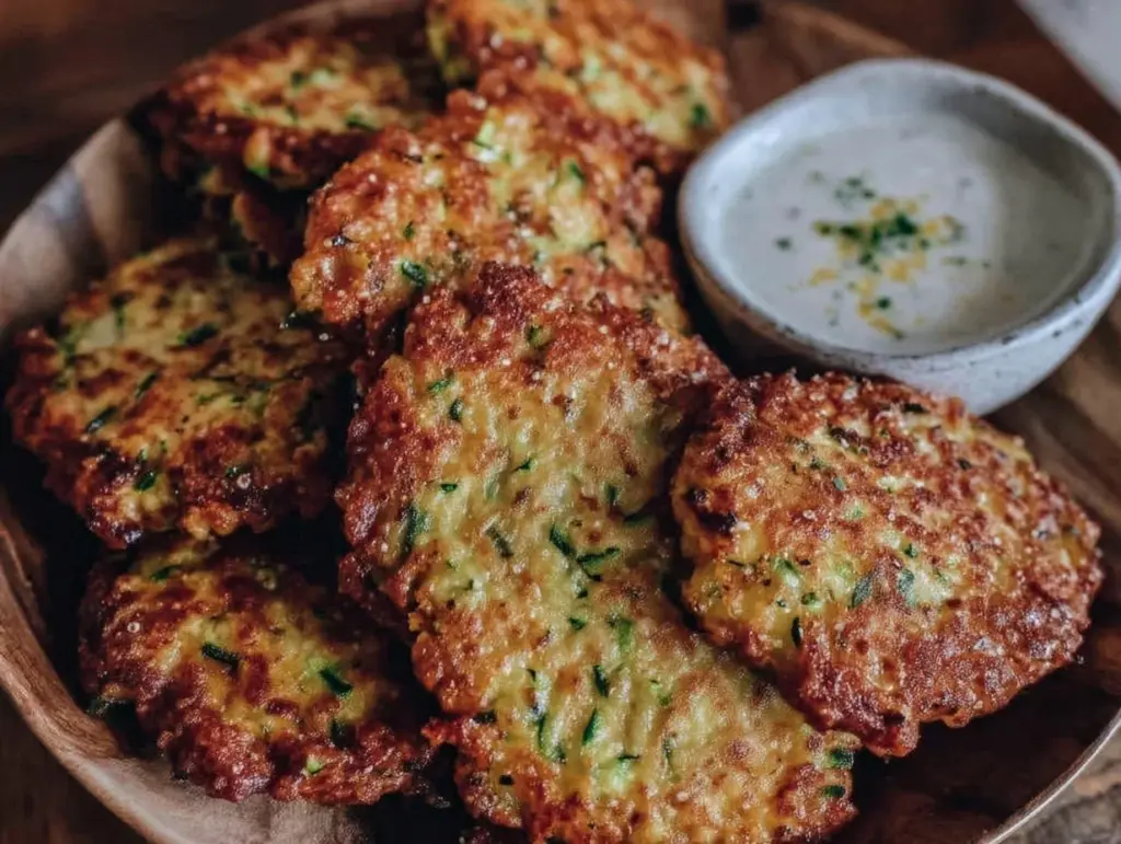 crispy parmesan zucchini fritters - featured image