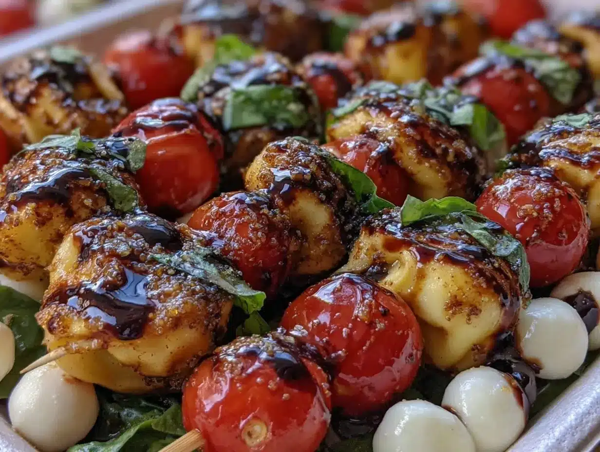 easy caprese tortellini skewers preparation steps