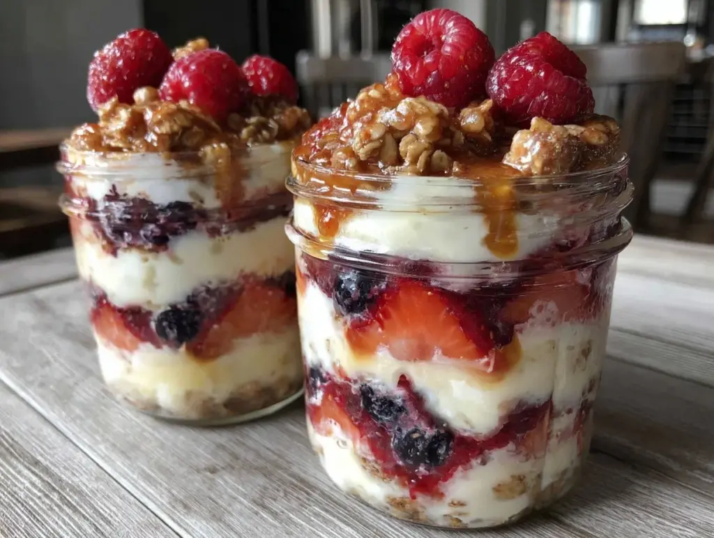 easy creamy overnight oat parfaits - featured image