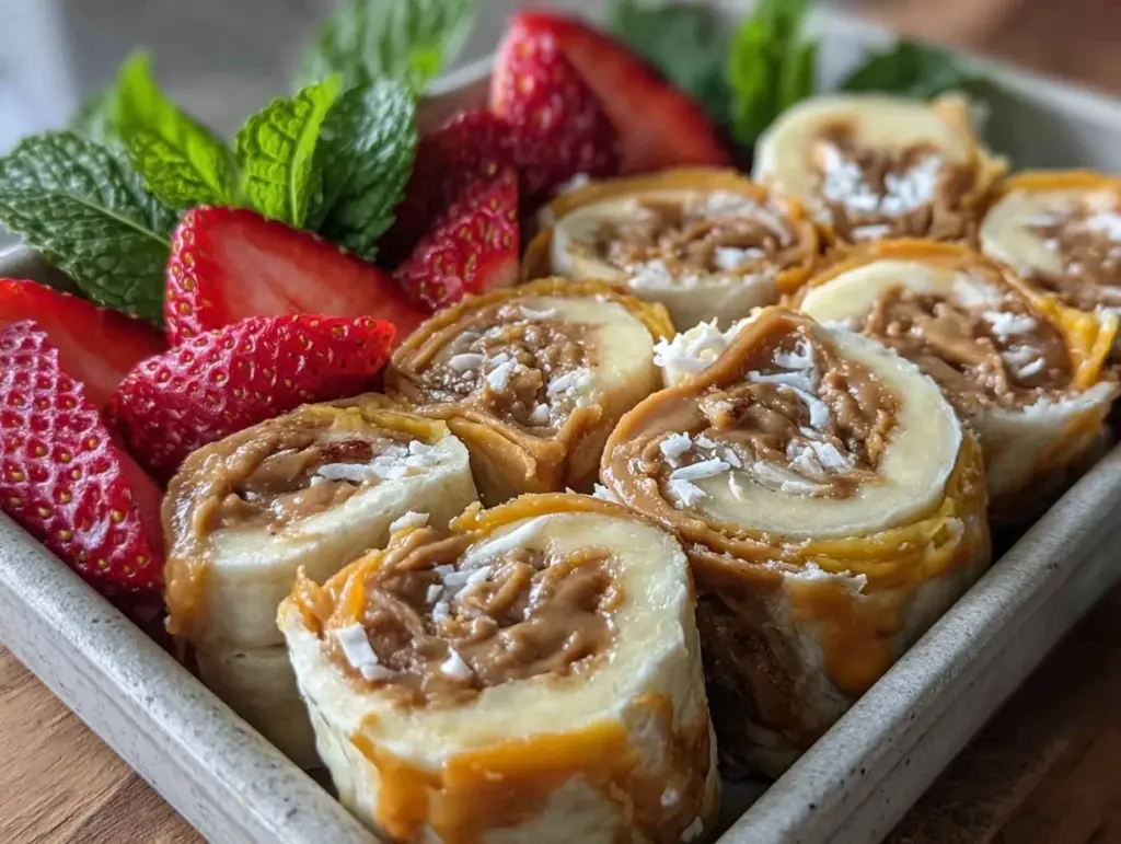 easy creamy peanut butter banana sushi roll - featured image