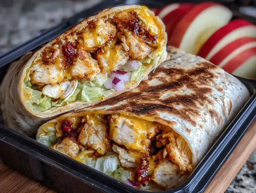 easy honey mustard chicken wrap - featured image