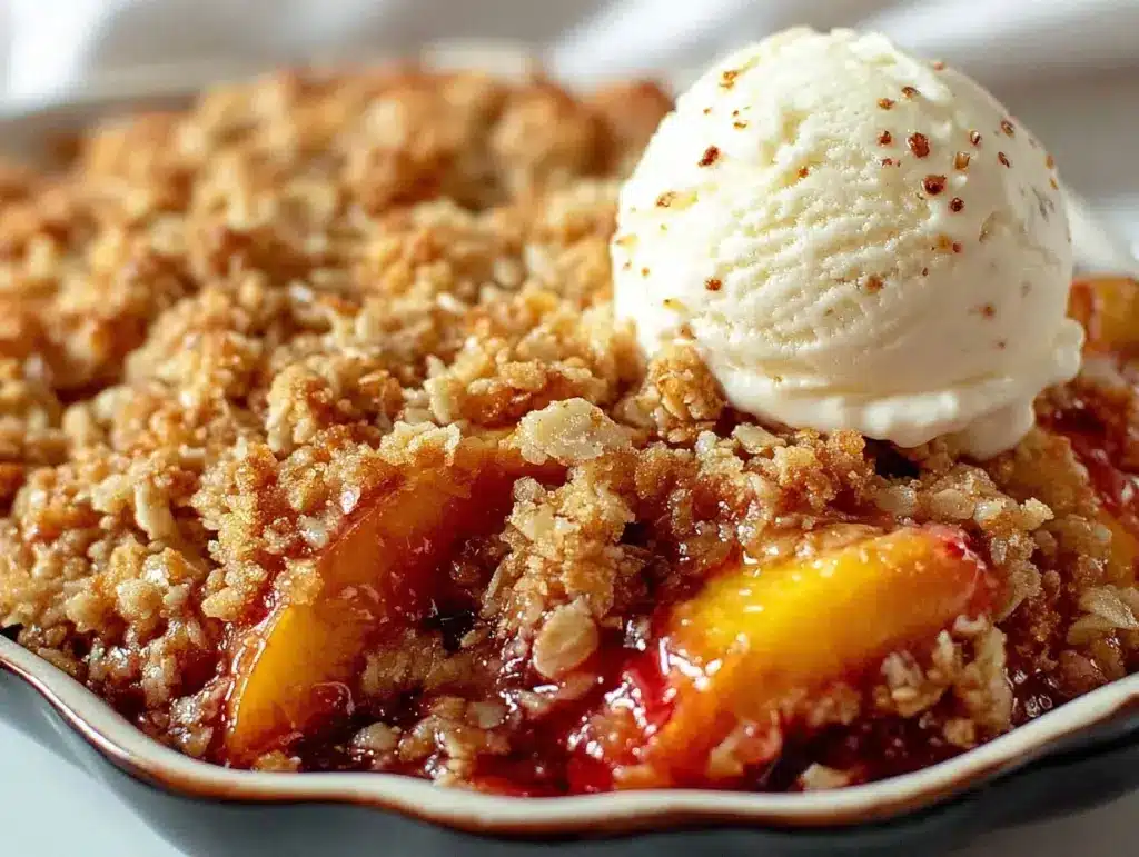 easy peach crisp - featured image