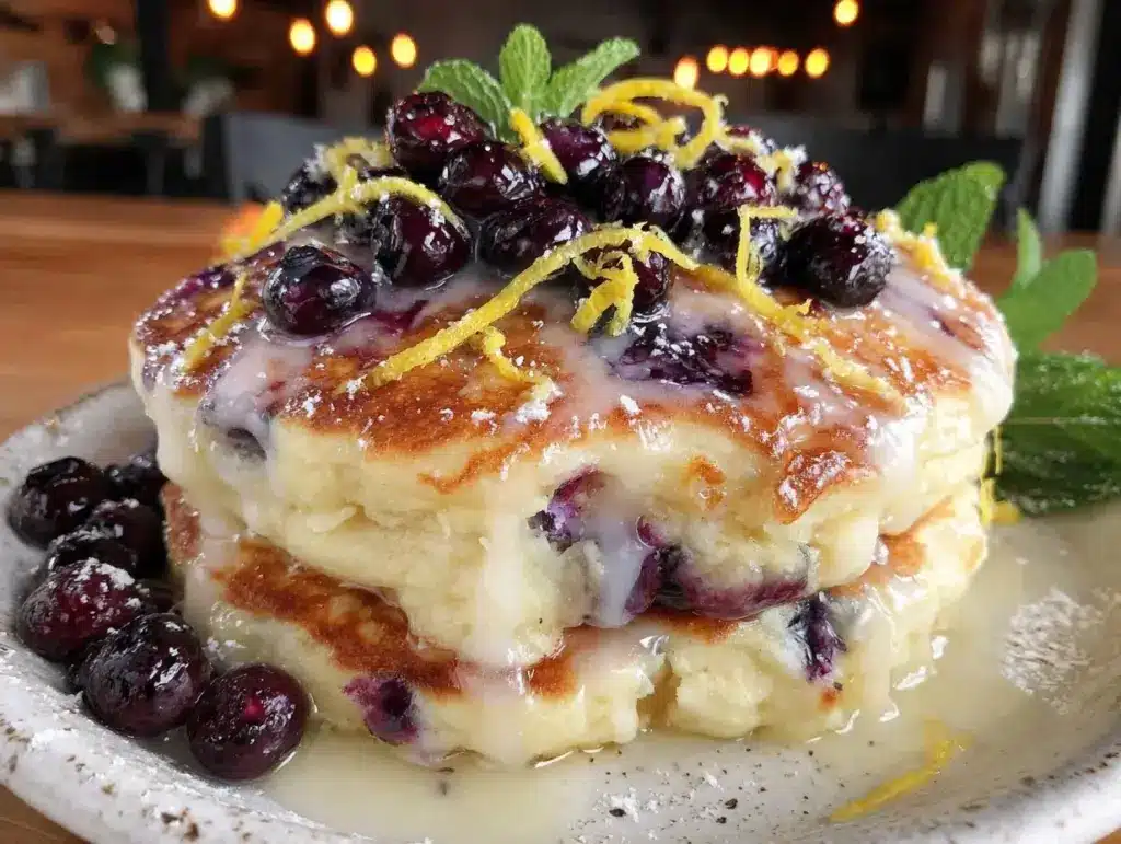 fluffy blueberry lemon ricotta pancakes - featured image