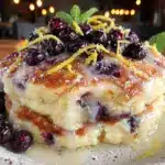 fluffy blueberry lemon ricotta pancakes - featured image