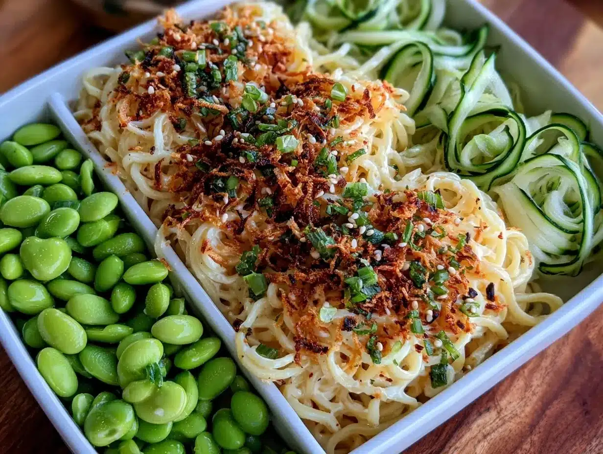 fresh cold sesame noodle bento box preparation steps