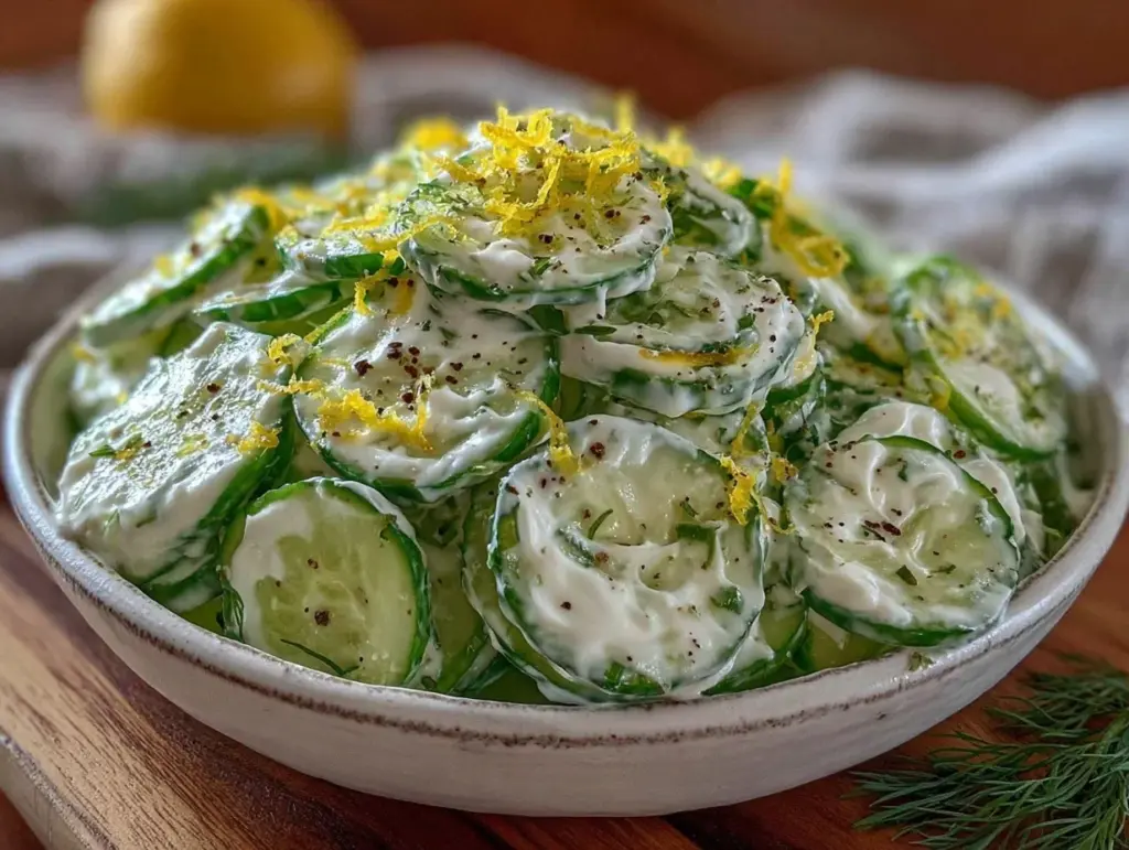 fresh creamy cucumber dill salad - featured image
