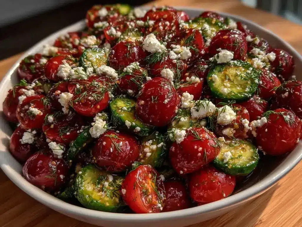 fresh cucumber tomato salad - featured image