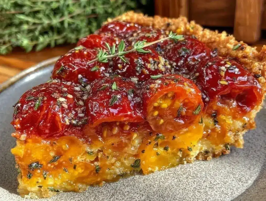 fresh herb-crusted tomato pie - featured image