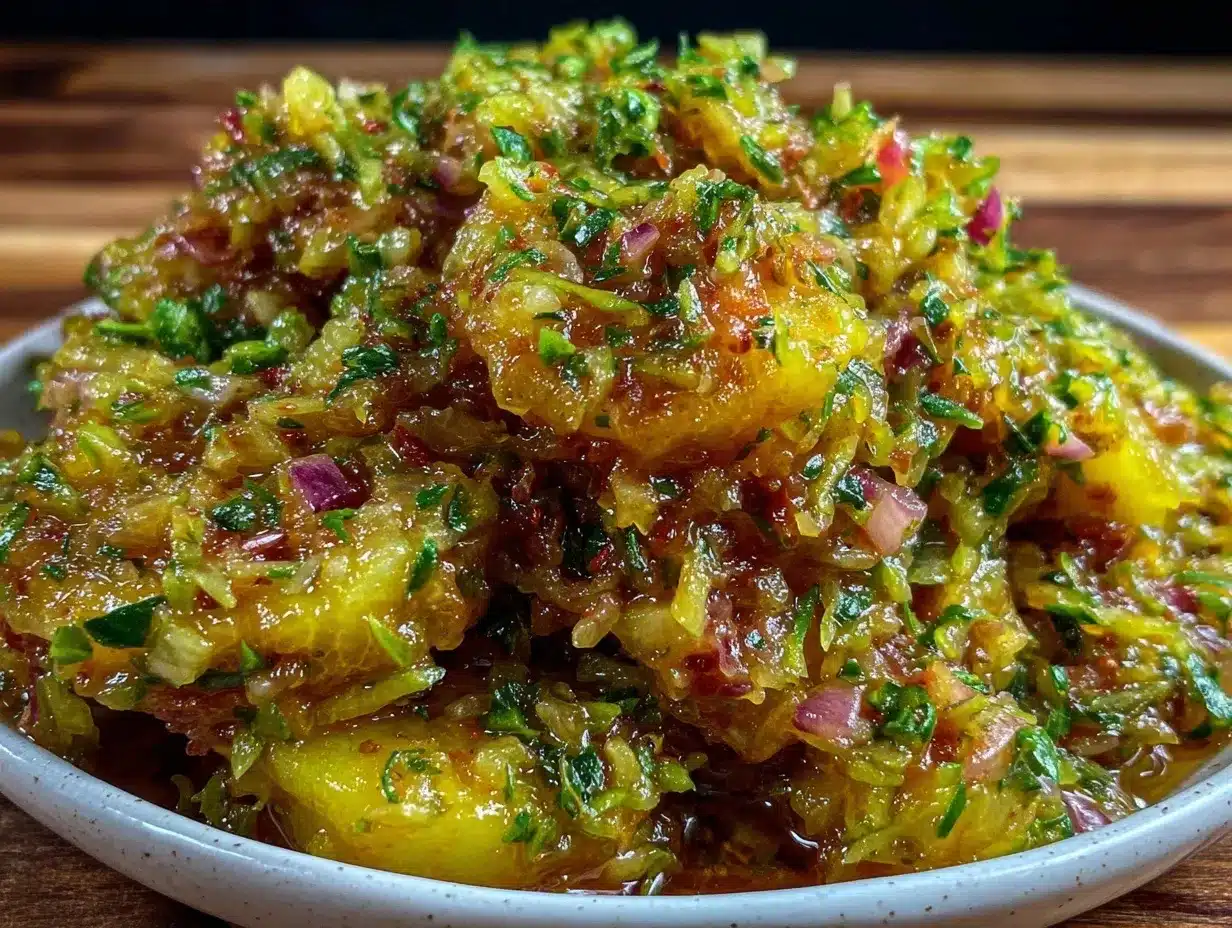 fresh homemade zucchini relish preparation steps