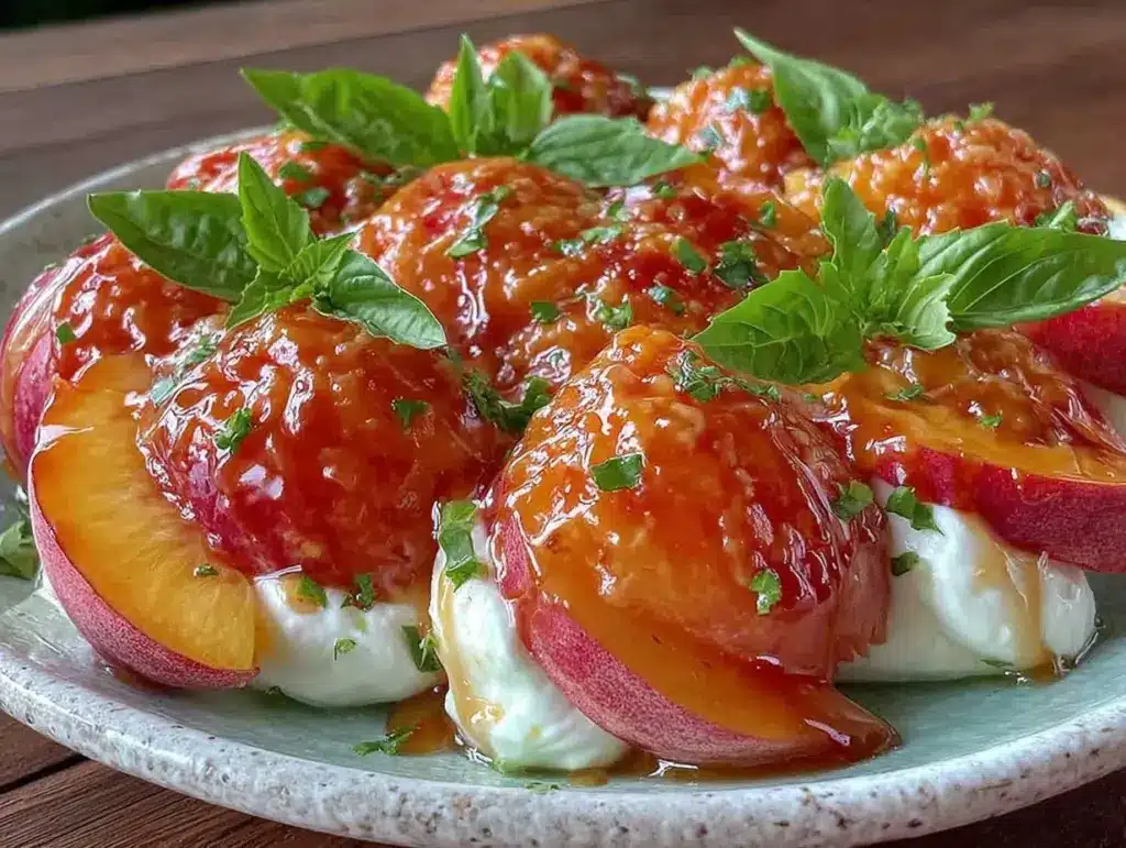 Fresh Peach and Burrata Caprese Salad - featured image